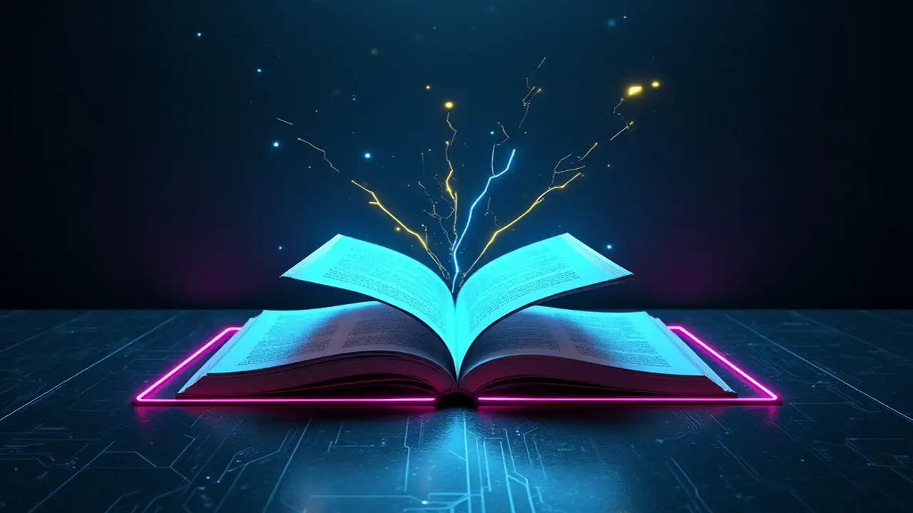 behind the books - digital themed open book